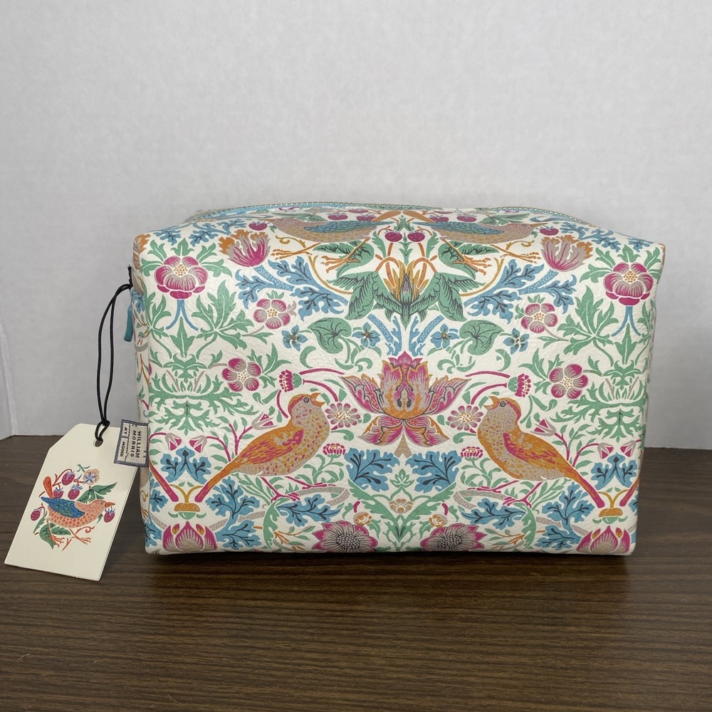William Morris At Home Summer Strawberry Thief Toiletry Large Wash Bag 6x9